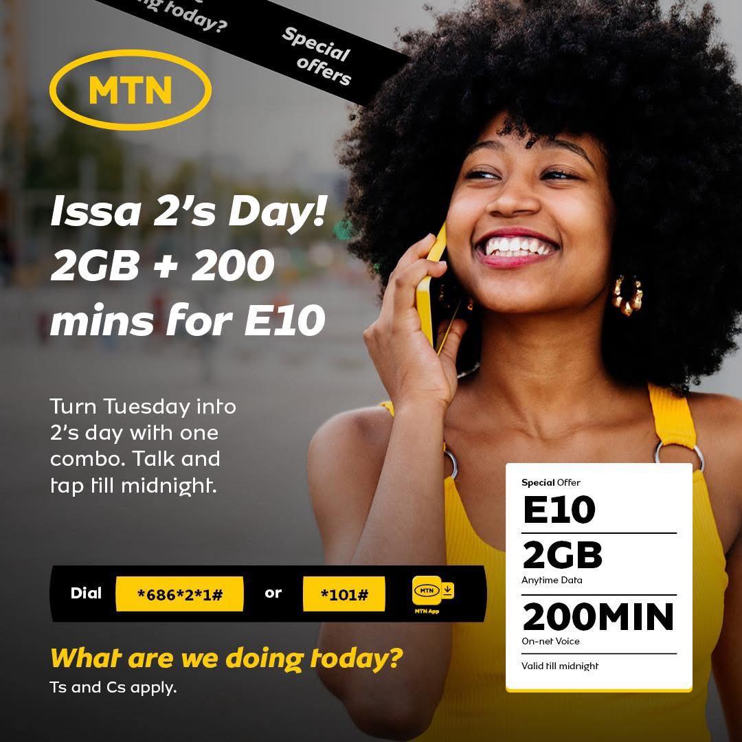 MTNEswatini's tweet image. 🔥 Data feast for only E10! 🔥
Get a massive 2GB of Anytime Data + 200 Minutes and enjoy nonstop browsing and calling — all day long!

Dial *686*2*1# or use the MTN App to grab it now.
Valid until midnight. Don’t miss out! 💛📱

#MTNEswatini #MakoyaDeals #WhatAreWeDoingToday…