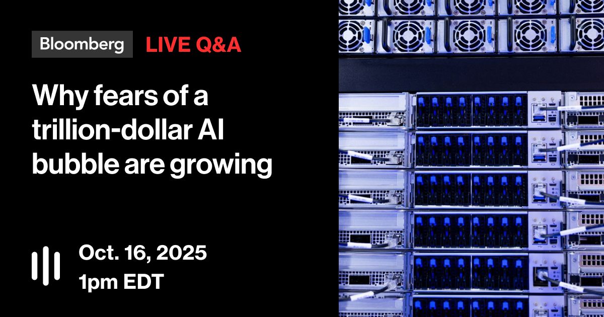 TUNE IN: A wave of circular deals involving OpenAI and Nvidia are sparking fears that the AI boom is being artificially propped up. Bloomberg journalists <a href="/shiringhaffary/">Shirin Ghaffary</a> <a href="/csreinicke/">Carmen Reinicke</a> <a href="/rachelmetz/">Rachel Metz</a> and <a href="/CarolineHydeTV/">Caroline Hyde</a> will answer your questions in a Live Q&amp;A on Thursday at 1 p.m.