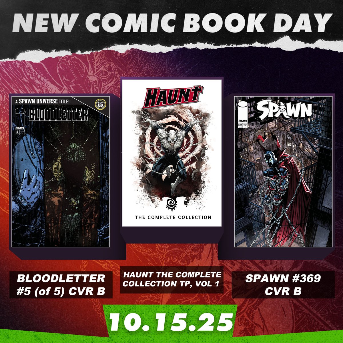 HAPPY NEW COMIC BOOK DAY! 💥
Visit your LCS today to pick up SPAWN #369 and BLOODLETTER #5—the finale issue in the epic mini-series following Tasha Thornwall as she seeks revenge on Al Simmons...

#NCBD #comics #mcfarlanecomics #comicart <a href="/Todd_McFarlane/">Todd McFarlane</a> <a href="/ImageComics/">Image Comics</a>