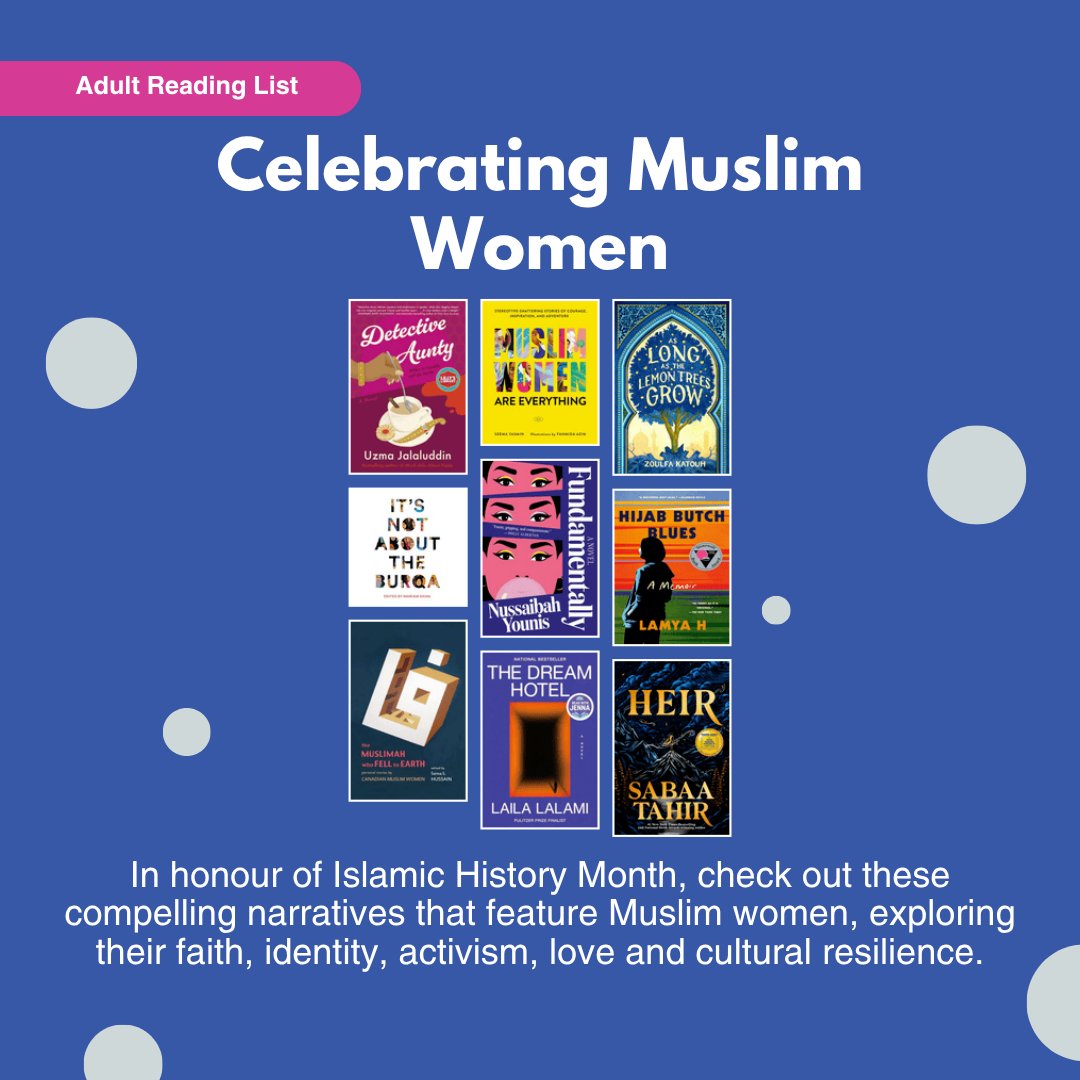 It's Islamic History Month, and we're taking a moment to celebrate! 📣
Our new booklist features amazing stories all about Muslim women—real, complex, and vibrant narratives covering everything from activism and identity to love and cultural resilience.
🔗 pickeringlibrary.ca