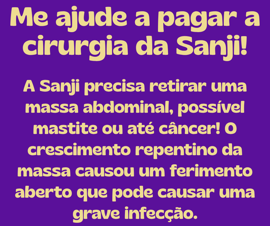 Sanji_Luna's tweet photo. A Sanji precisa retirar uma massa abdominal, possivelmente uma mastite ou até câncer! O crescimento repentino desta massa causou um ferimento aberto que pode causar uma grave infecção. https://t.co/Pho5Py5wkG