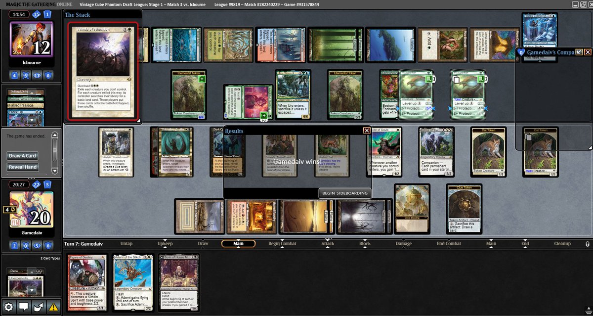 Winds of abandon is one of my favorite vintage cube cards and in my opinion heavily underplayed. It's often an "I win the game button", especially in situations like this :D