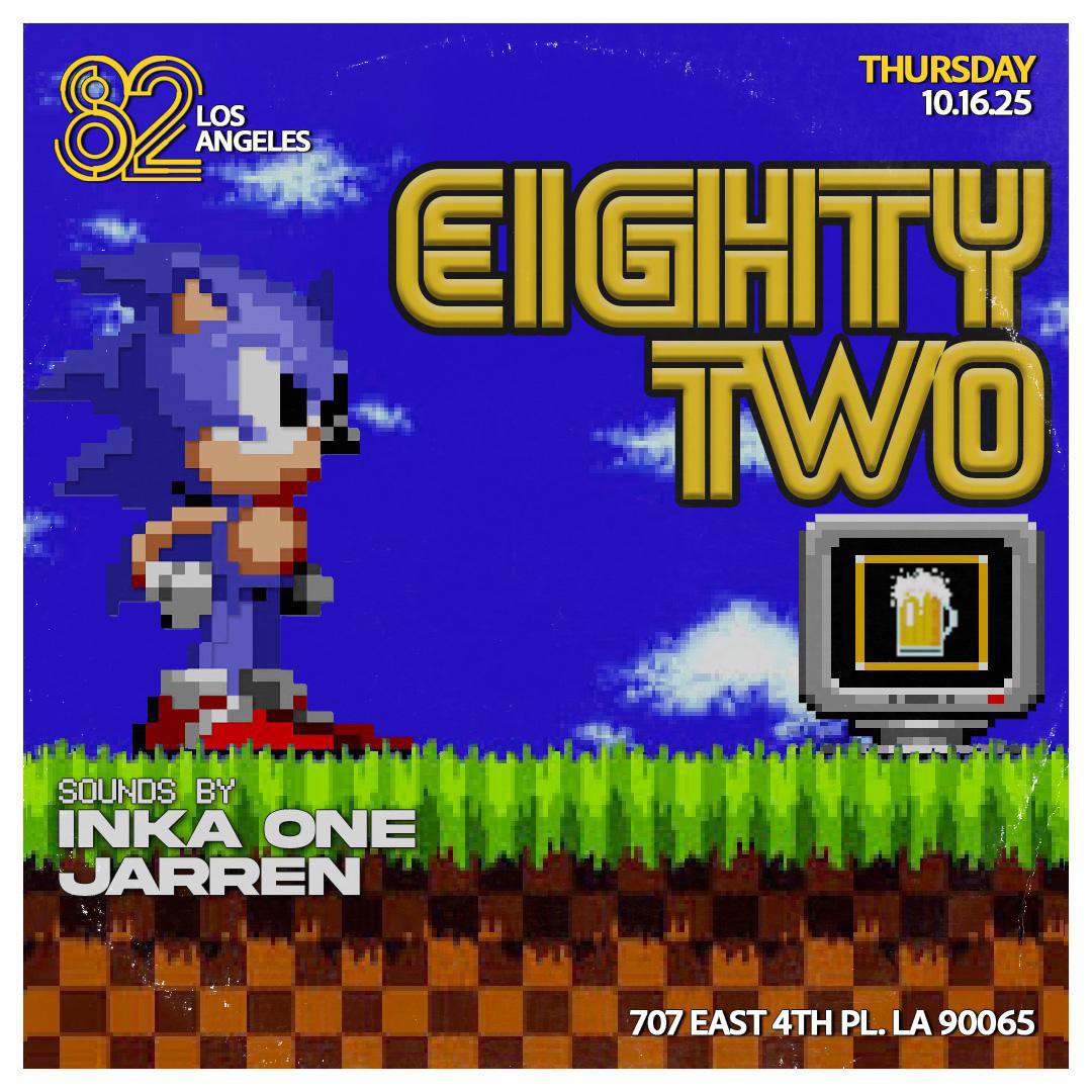 [THURSDAY] i'm back on the set at DTLA's favorite house of games, <a href="/EightyTwoLA/">EightyTwo</a>! i'll be bringing the vibes 10pm-2am while you indulge in some combo of your favorite arcade/pinball games + their full bar, massive patio, &amp; Funktion-One sound system. 21+, always FREE. sleepeth not!