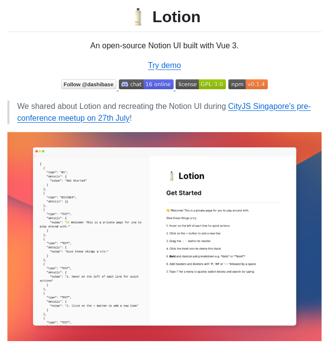 tom_doerr's tweet image. Notion-style editor UI built with Vue 3