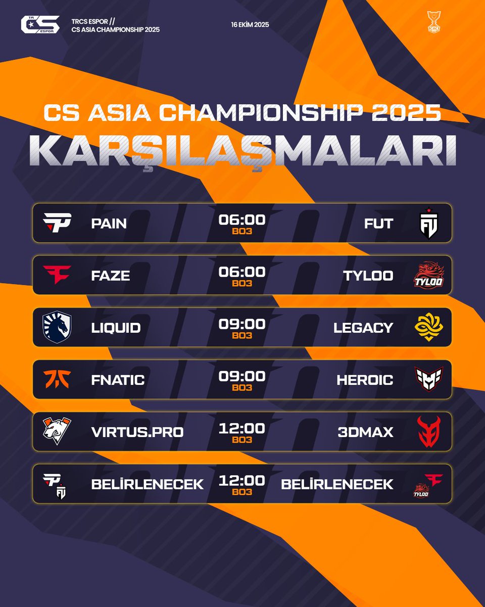 trcsespor's tweet image. 🏆 CS2 Asia Championship 2025&apos;in 3. gün maçları karşınızda!