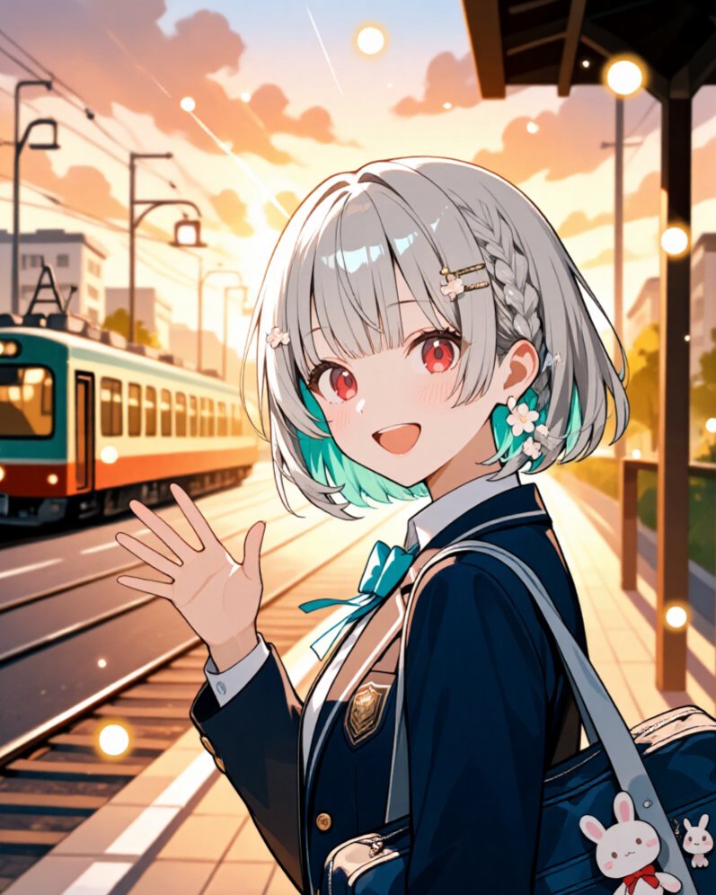 おはぷーん🎶🌧🌂💕🏫🤗❗
路面電車と少女w
#SNPIT #AIart #AIイラスト 75日目