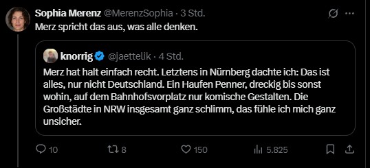 Drollig wie immer mehr angeblich vernünftige Menschen in Rassismus abdriften, es mutet sogar an sie waren immer rassistisch aber trauen sich jetzt erst wieder ihn auszuleben.