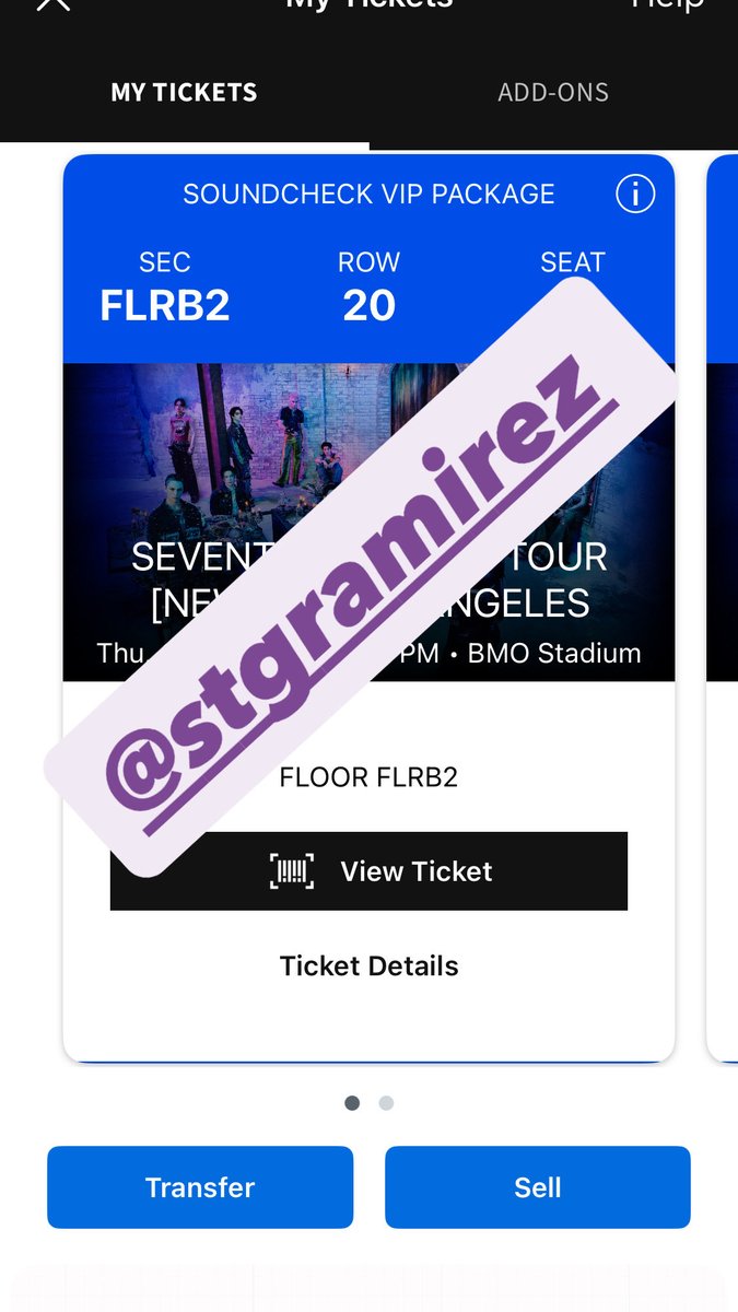stgramirez's tweet image. (WTS) 2 soundcheck vip tickets for seventeen Day 1 (10/16) at BMO stadium, LA

section: B2, row:20, seats: 23-24
selling: $400! (selling bc i found day 2 tickets)

can be sold separately

payment: paypal/venmo &amp;amp; can facetime for proof! 

#SEVENTEEN_THECITY_LA #svt #caratsell #iso