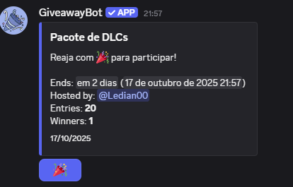 Estamos sorteando um pacote com todas as expansões até a Forma Final lá no servidor!

Entre no servidor para participar!

discord.gg/d2br

#Destiny2