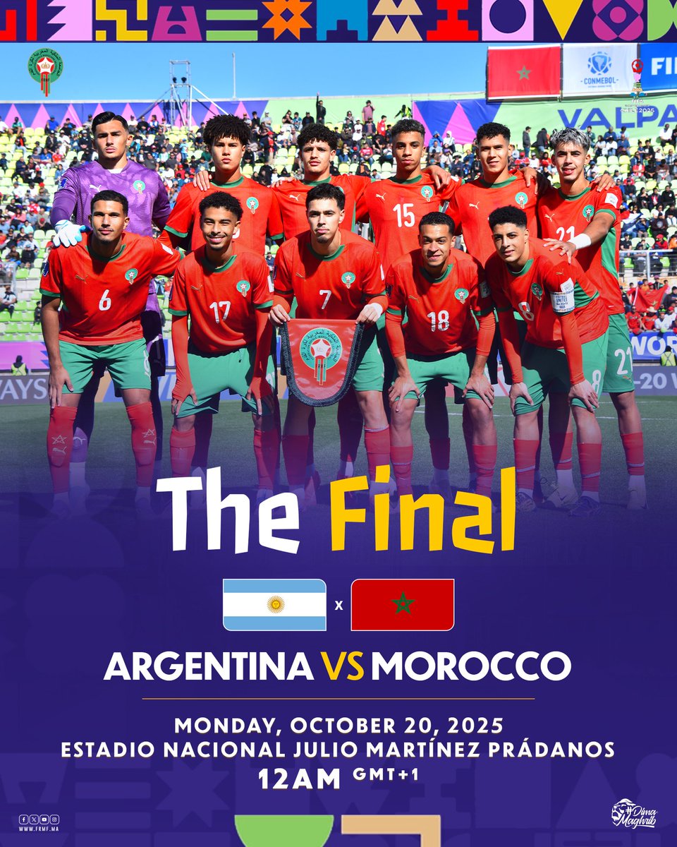 EnMaroc's tweet photo. يواجه منتخبنا الوطني منتخب الأرجنتين في نهائي كأس العالم 

🔜 𝐓𝐡𝐞 𝐅𝐈𝐍𝐀𝐋 𝐈𝐒 𝐇𝐄𝐑𝐄!
Our National Team faces Argentina 🇦🇷 for the World Cup title 🦁🏆

#DimaMaghrib 🇲🇦 https://t.co/BPdHbM5cw7