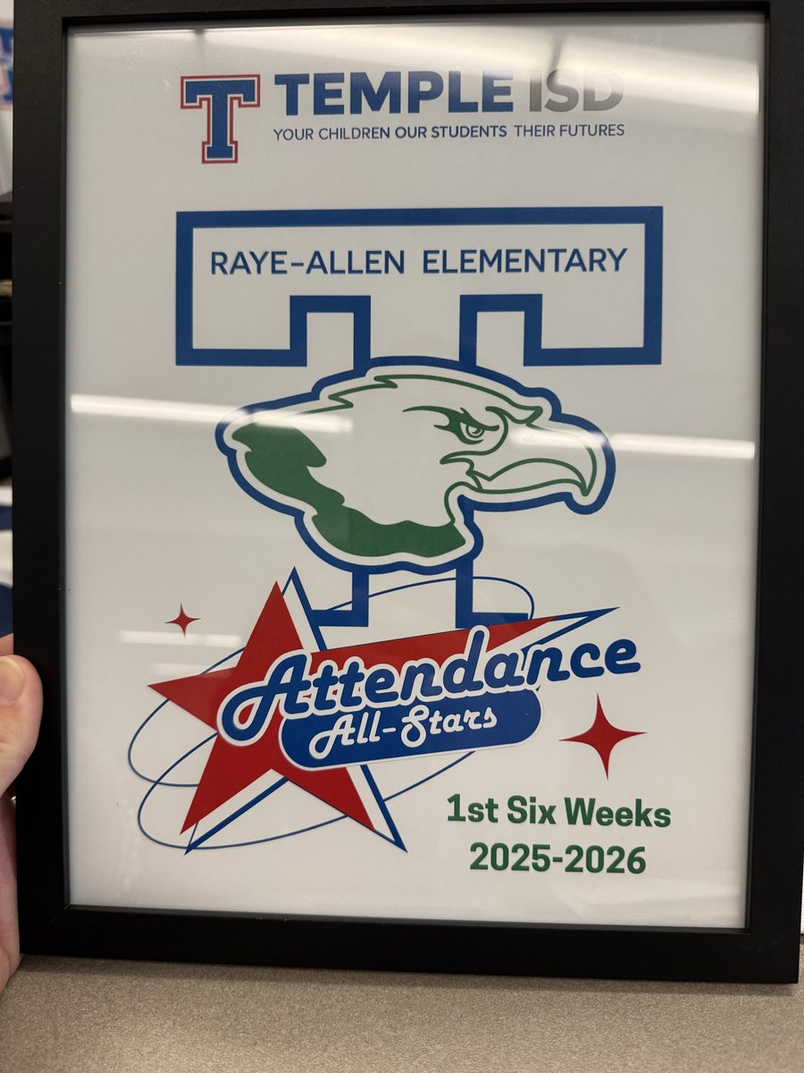 Families, this award is for YOU!
And, because our attendance went up from this time last year, the kids get a surprise treat very soon! This is something that can happen every 6 weeks for our students. When they are at school, they’re learning so much. 💙💚🦅