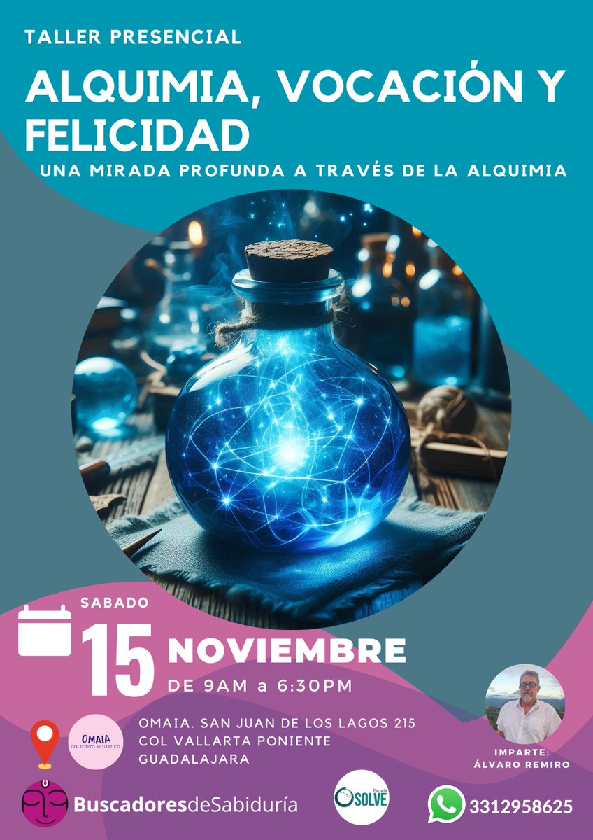 BuscaSabiduria's tweet photo. Próximo taller de Alquimia con Álvaro Remiro en Guadalajara https://t.co/i9fTAigDVD
