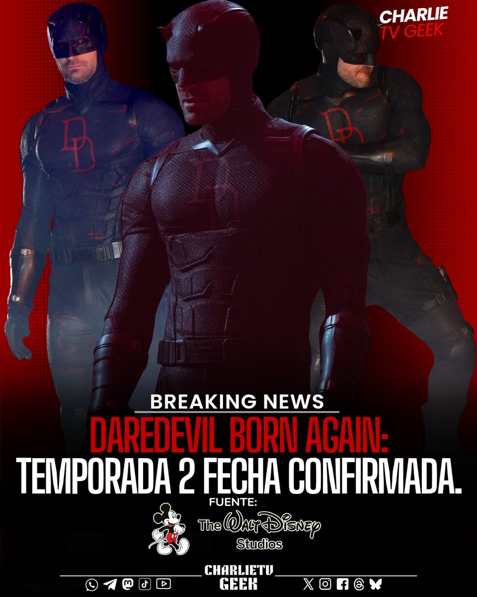 charlietvgeek's tweet photo. #BreakingNews 

#TheWaltDisneyStudios ha confirmado oficialmente desde su web que la segunda temporada de #DaredevilBornAgain estrena el 4 de marzo de 2026 en #DisneyPlus.

#DisneyPlusLA #DisneyPlusES 
#MarvelStudios #UCM #CharlieCox https://t.co/1r4GNN43Nn