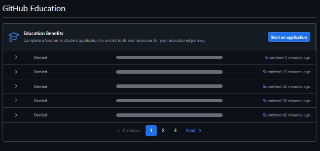 _krailynd's tweet image. ¿alguien que sepa de github student? ya eh intentado muchas veces la verificacion, pero lo unico malo esque no puedo adjuntar archivos, ya tome muchas fotos de mis documentos de la universidad y aun asi me da "denied", ¿alguna solucion?
#github #githubrepository #programmer…