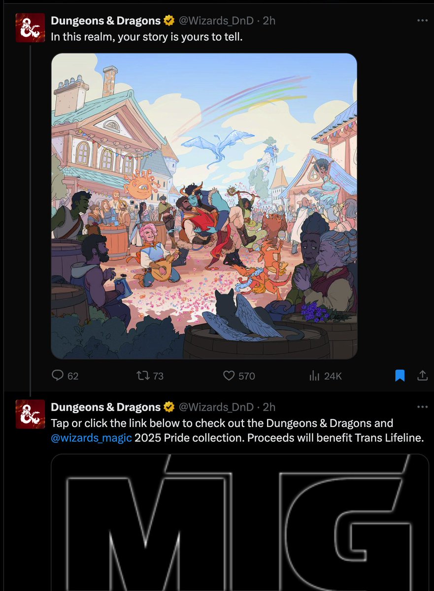 Dungeons &amp; Dragons official account posts homosexual imagery and pushes a "pride collection" to raise money for Trans Lifeline.
