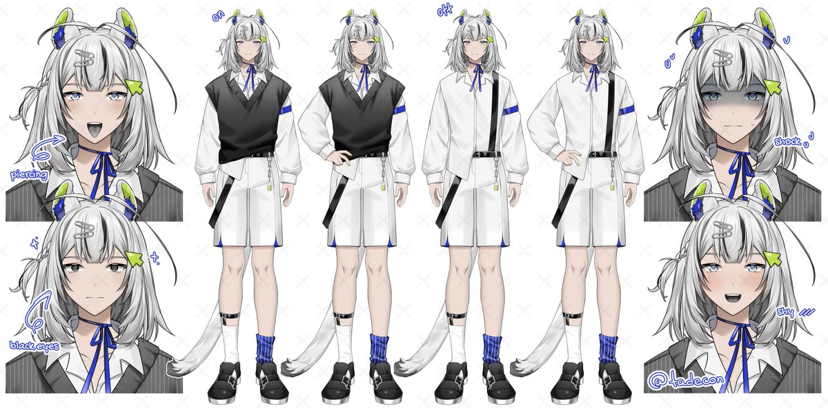 VTUBER MODEL ADOPT🖇️🔋🌀

•$750 (USD) via PayPal (LavaTop)
•Ready to rig model art (.PSD)

💚INCLUDES:💙
•3 expressions;
•extra eyes;
•extra arm;
•vest on/off toggle;
•commercial use;
•15% sale on the second hairstyle.

Rt's appreciated🤍
TOS⤵️