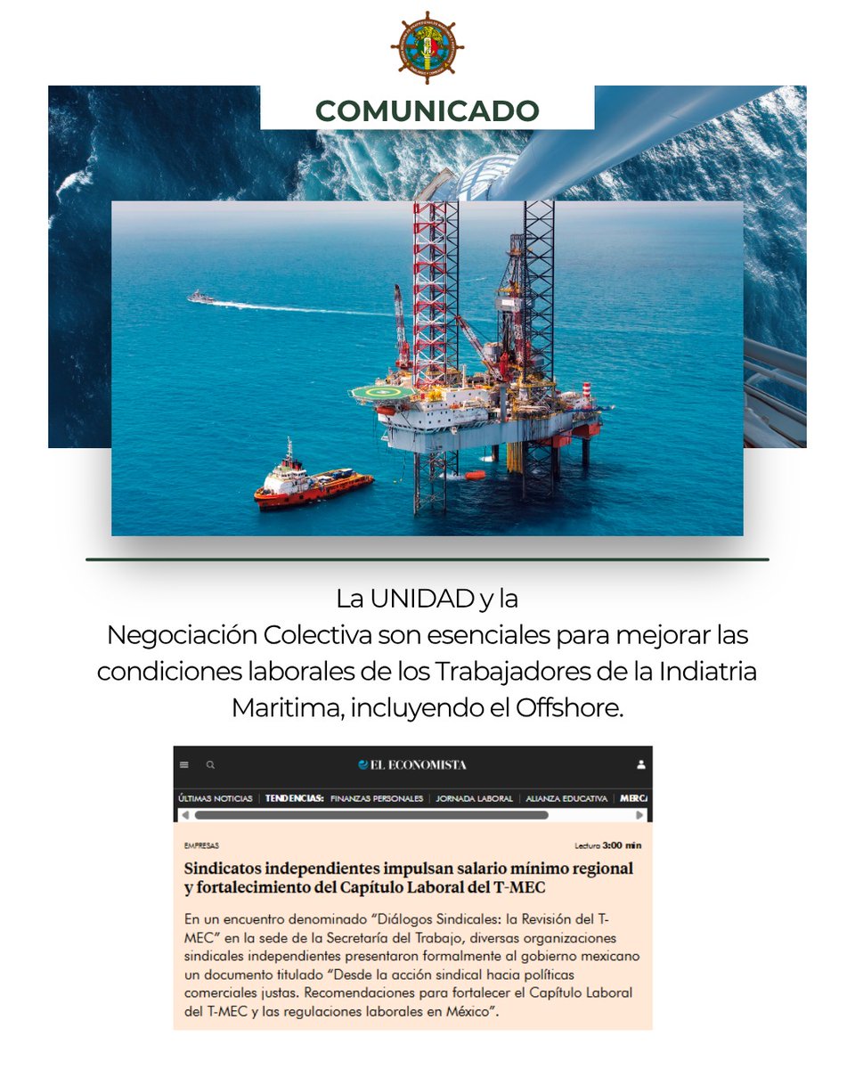 Presentes en la Revisión del T-MEC” en la sede de la Secretaría del Trabajo. eleconomista.com.mx/empresas/sindi…