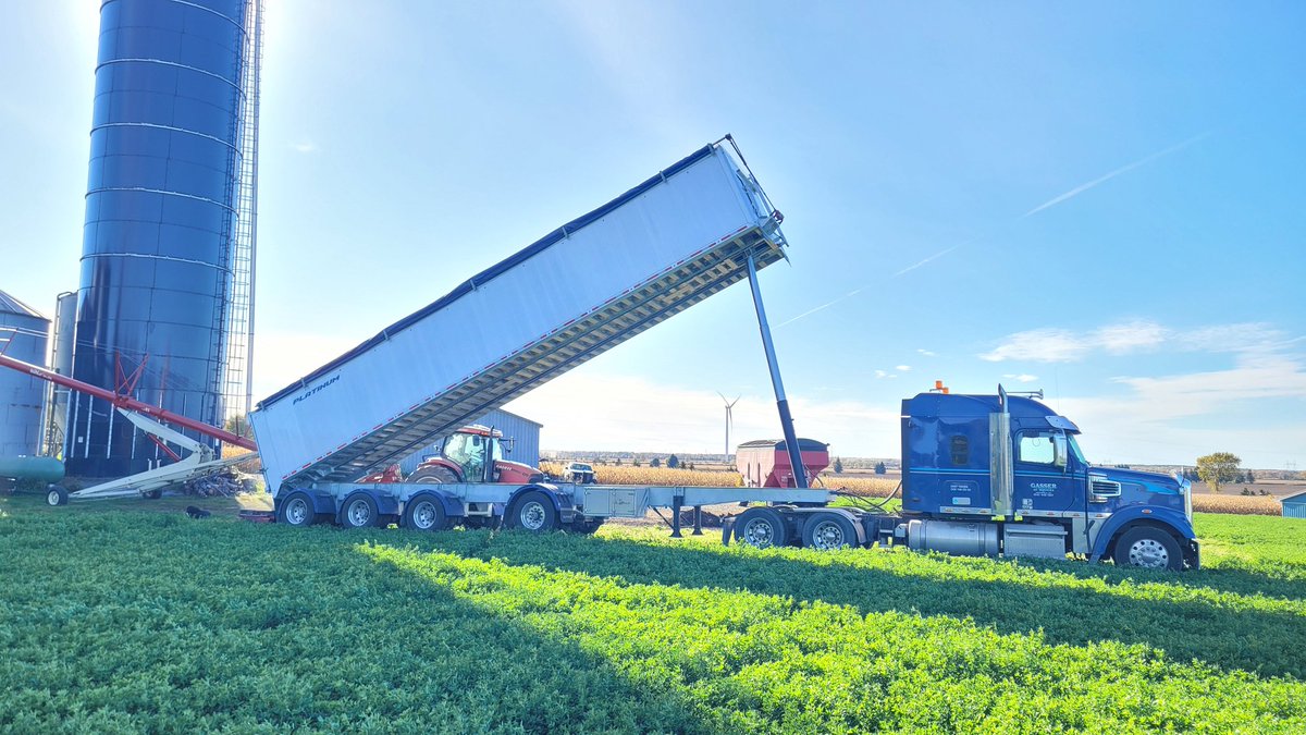 With a couple guys gone, I get to run 20-13 for a day or two. Load of corn in T-28/29 prior to dropping them for their first annual safety, then soybeans in T-30 followed by a load soymeal. #GasserAgServices <a href="/MfgTrailer/">Platinum Trailer Mfg</a>
