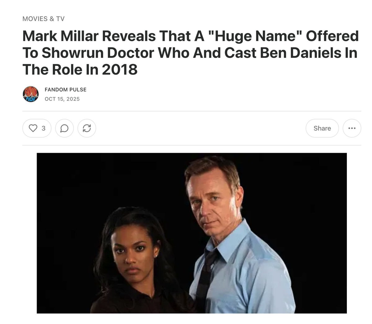 Would Ben Daniels have been enough to save Doctor Who?
