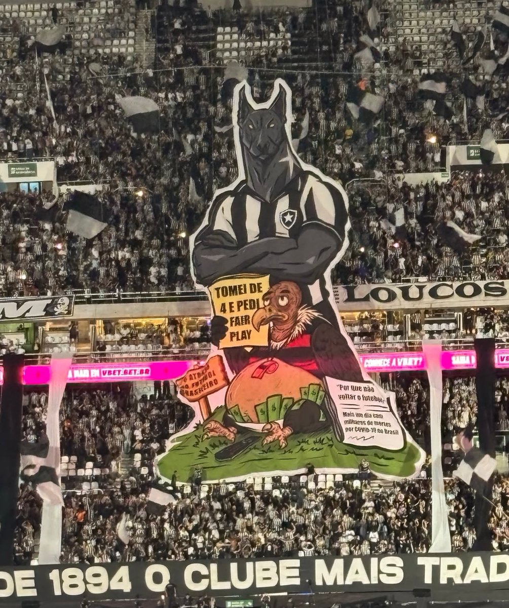 golsdobrasil1's tweet photo. Mosaico da torcida do Botafogo provocando o Flamengo:

"Tomei de 4 e pedi Fair Play" https://t.co/BcQel1nyvd