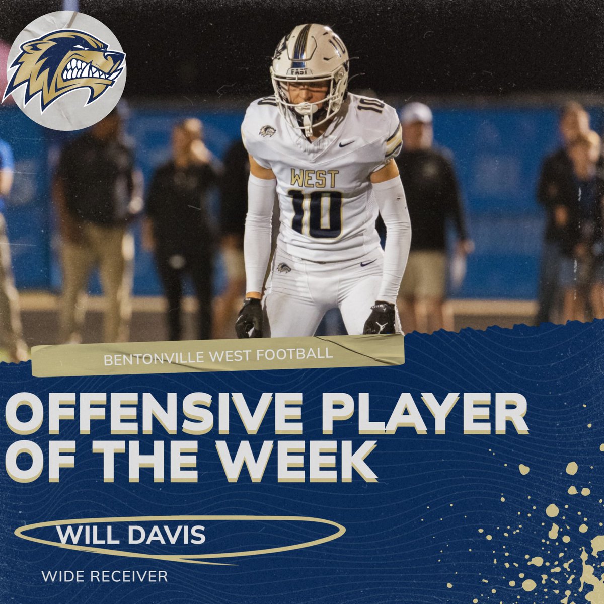 Our Offensive Player of the Week is Will Davis!  Will had 8 catches for 68yds and a TD!