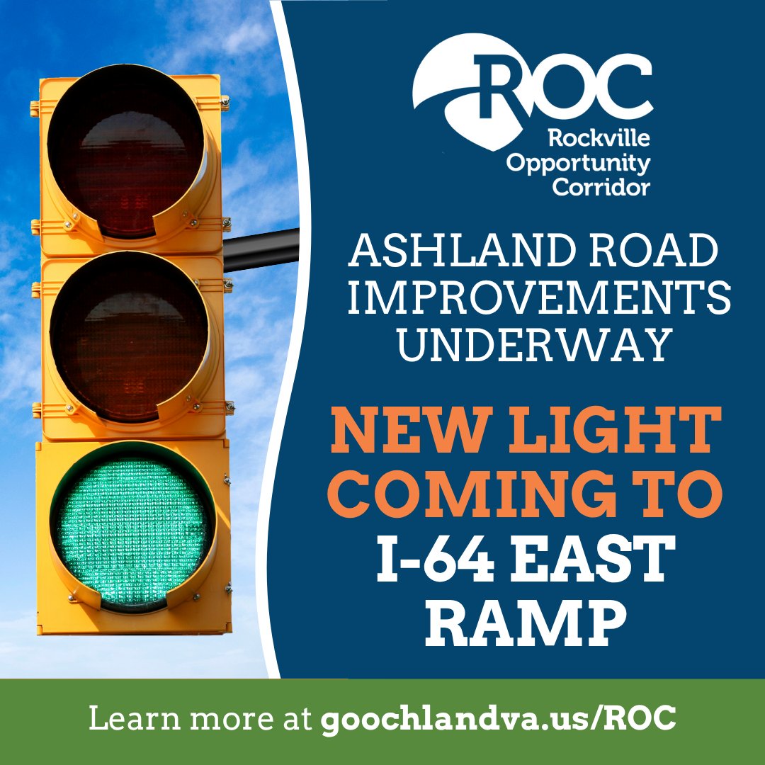 🚧A temporary traffic light 🚦 is active on Ashland Rd at the I-64 eastbound ramp to ease congestion. ⚠️ Stay alert in work zones. Our appreciation to Amazon for funding the improvements! Learn more: goochlandva.us/ROC #SafetyFirst #AshlandRoad #Amazon #GoochlandCounty!