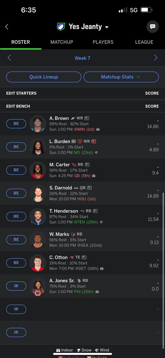 AnthonyCase05's tweet photo. @SleeperHQ Need some advice should I try and trade or ride the team out? Im 1-5 in 12 man https://t.co/s13C8KJPny
