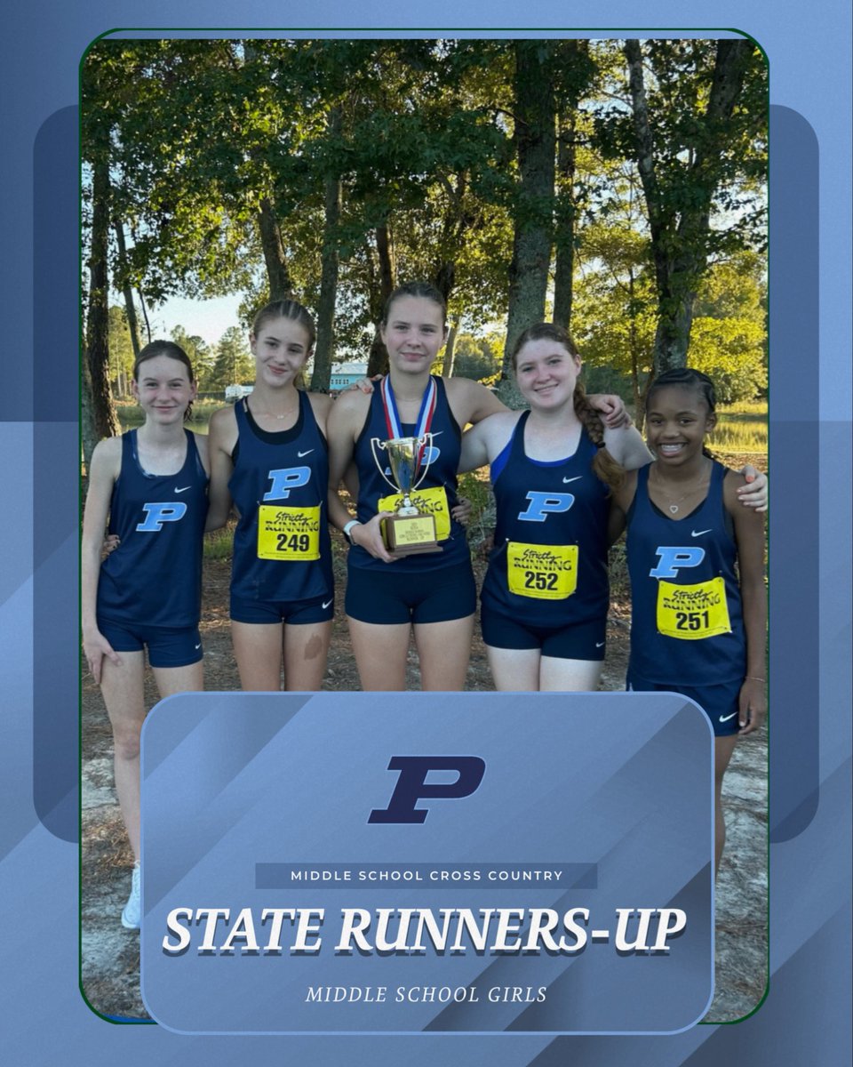 🔥 Big shoutout to our Middle School Girls Cross Country team — STATE RUNNERS-UP! 🥈💙

Top finishes included:
🏃‍♀️ Elizabeth Rankin – 9th
🏃‍♀️ Ava House – 11th
🏃‍♀️ Parker Garst – 15th
🏃‍♀️ Abigail Chambrovich – 16th
🏃‍♀️ Anna Kate Montgomery – 48th

#GoPanthers