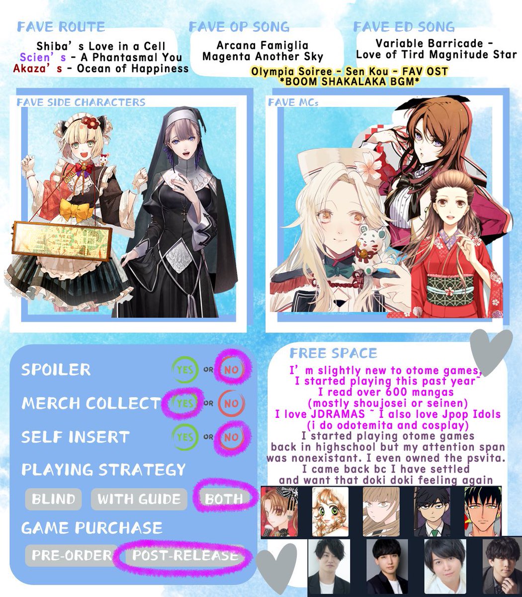 stephthefangirl's tweet image. Hello~ I’m Steph ✨

A girl who has too much time on her hands 🤭 I also LOVE love 🥰 I hope we can be friends ~~ #otometwtintro #otometwt #otomemoot #shoujomoots #otoge #seiyuu