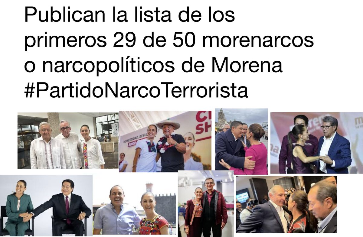 ÚLTIMA HORA:  Publican la lista preliminar de los 29 de los 50 narcopolíticos o morenarcos a los que les cancelaron la visa de EU.
La encabeza Adán Augusto López, el “hermano” de AMLO y se encuentra también sus hijos Andy y José Ramón.
ver la lista aquí:
lacarpetapurpura.com/ultima-hora-pu…
