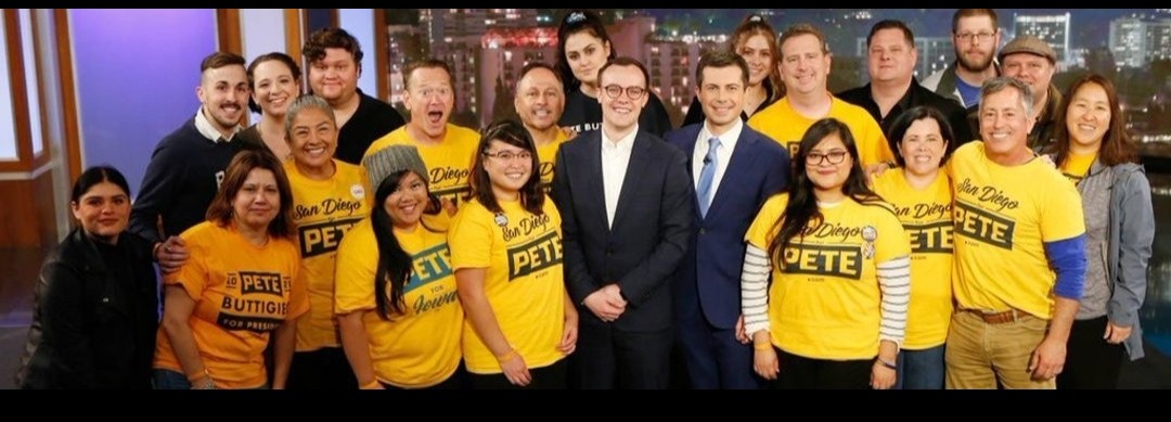 I'm one of the 12 San Diego for Pete volunteers who were in the yellow shirts in the audience (the last studio audience to see a late night show live for over a year).  

Pete and Chasten invited us up on stage after for a photo. It was a night I'll never forget.

#TeamPete