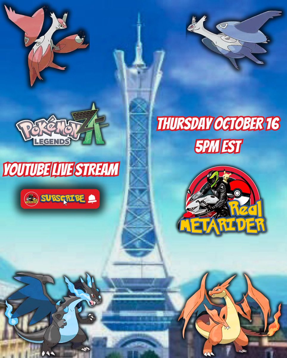 RealMetaride's tweet image. Tune into my YouTube Live stream of Pokemon legends ZA on release day! October 16th @5pm EST 

You can watch it’s on my YouTube channel at RealMetaRider! Make sure you subscribe and hit the bell notification to seem when I’m LIVE. 

Link Below

youtube.com/@RealMetaRider