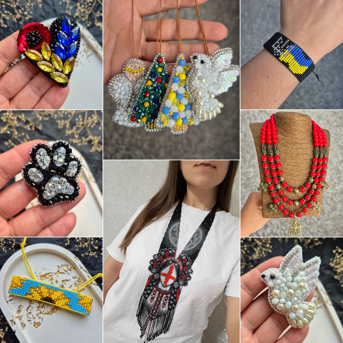 These are jewelry made in 🇺🇦Ukraine. My creativity is my life!✨️🪡🧵
I ask you to share and like - this is the only way for the algorithms to show my work to the world!
I put my heart and soul into these decorations, but no one sees them without your help.😔
It's free, but it's