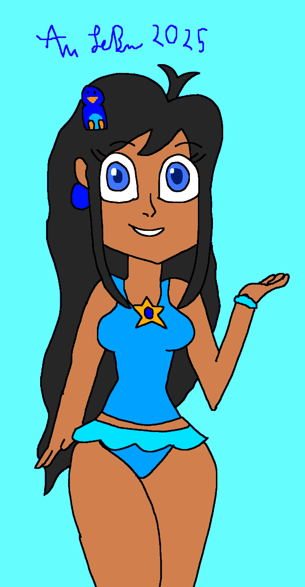 I want to wish <a href="/EstrezulZul/">ℤ𝓾𝓵ℤ𝓾𝓵𝓮𝓬𝓲𝓽𝓪☆🧜‍♀️💜COMMS IN VGEN🗣✨️</a> a Happy Birthday, today I decided to draw her beautiful OC named Limni wearing her tankini, I saw this beautiful OC &amp; had to draw her. I hope you like this drawing &amp; have a fantastic birthday as well. 🎂🎁🎈🎊🎉🥳