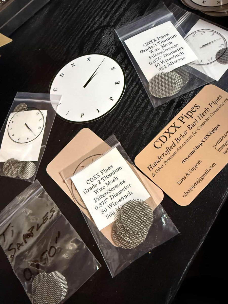 Titanium Wire Mesh Filter Screens are available in 12 diameters and 2 mesh densities from cdxxpipes.com