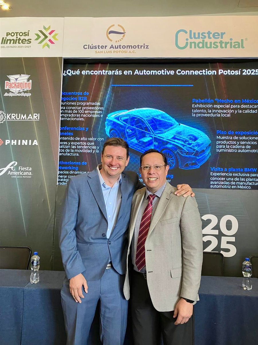 ClusterMedicoSL's tweet photo. Participamos en el lanzamiento de Automotive Connection Potosí 2025.
El Dr. Manuel Galván fue invitado de honor y reafirmamos convenio con el Clúster Automotriz para impulsar innovación y desarrollo en SLP.
¡Alianzas que generan crecimiento!🚀
#ClusterMédicoSLP #ClusterAutomotriz https://t.co/u0sp8OJklV
