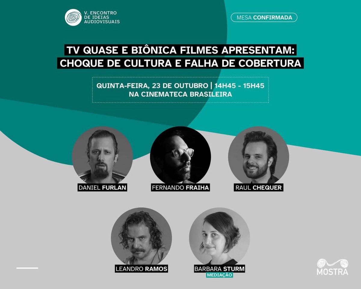TV Quase (@tvquase) on Twitter photo VAI TER CHOQUE NA MOSTRA DE SP! Atenção pra programação pra não errar 👇🏻
- 23/10 (quinta) //  14h45
Mesa de debate comigo, Fernando Fraiha, Raul Chequer, Leandro Ramos, e a produtora Barbara Sturm;
24/10 (sexta) //  21h00
Exibição ÚNICA no cinema de TODOS os episódios da série VAI TER CHOQUE NA MOSTRA DE SP! Atenção pra programação pra não errar 👇🏻
- 23/10 (quinta) //  14h45
Mesa de debate comigo, Fernando Fraiha, Raul Chequer, Leandro Ramos, e a produtora Barbara Sturm;
24/10 (sexta) //  21h00
Exibição ÚNICA no cinema de TODOS os episódios da série