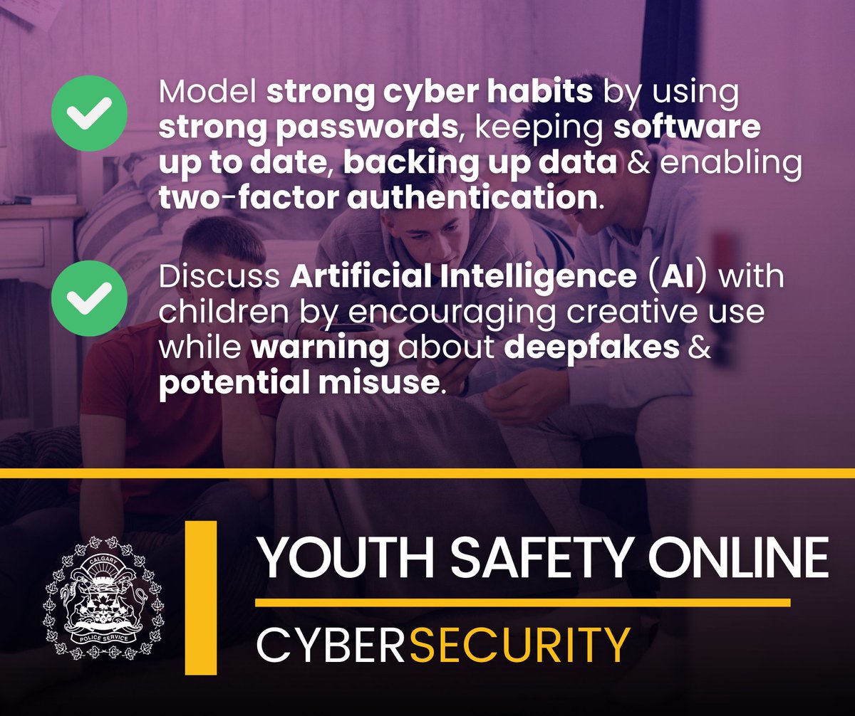 CalgaryPolice's tweet image. 🖥️ October is #CybersecurityAwarenessMonth! From social media to online gaming, children are navigating a complex digital world.

We are reminding parents to help children build safe online habits with these tips:

🔹 Create a family tech agreement &amp;amp; have open conversations about…
