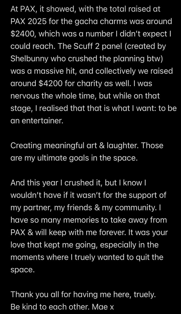 Azmaedeus's tweet image. As PAX dies down &amp;amp; the blues kick in, I wanted to write a sappy post✨

Thank you all, truely, for the best PAX I have ever been a part of. I’ll never forget it ✨

📍: @PAXAus #PAXAUS