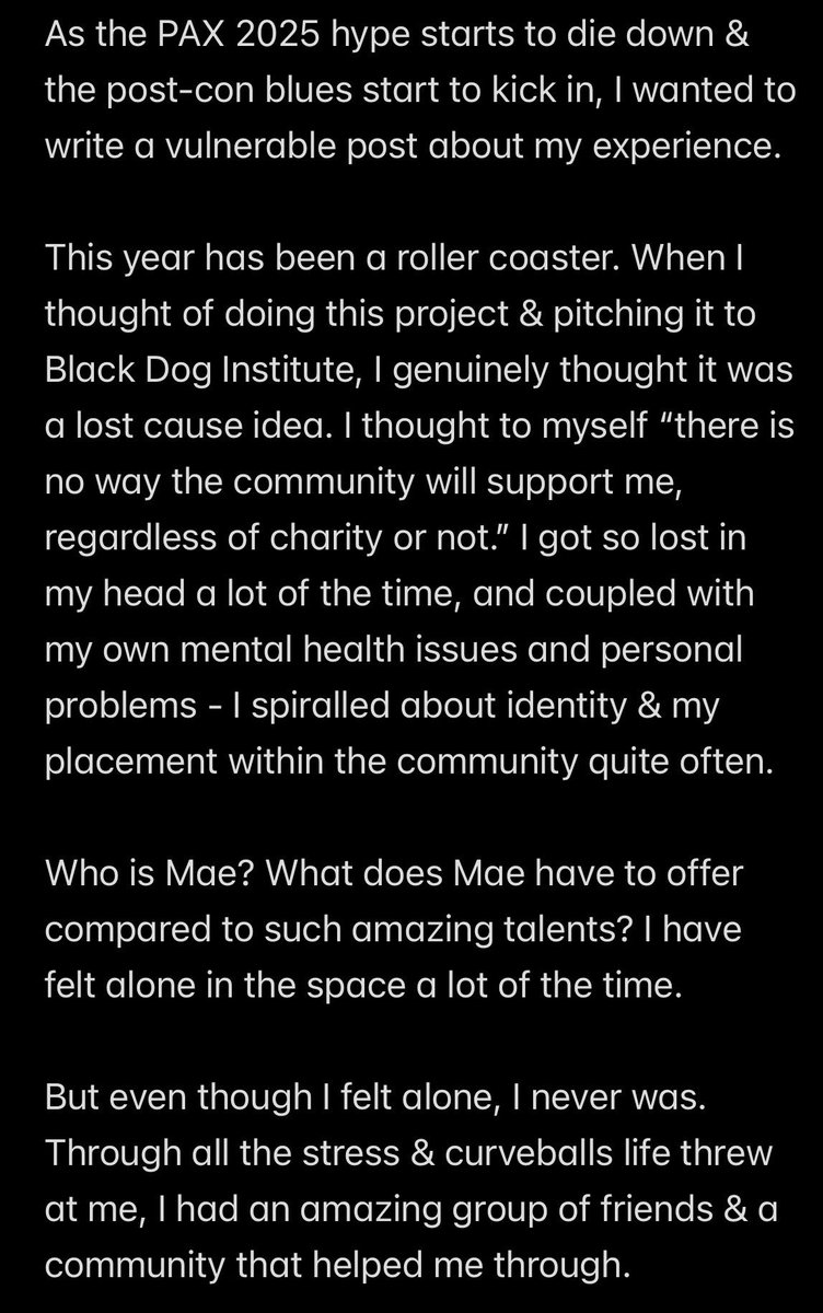 Azmaedeus's tweet image. As PAX dies down &amp;amp; the blues kick in, I wanted to write a sappy post✨

Thank you all, truely, for the best PAX I have ever been a part of. I’ll never forget it ✨

📍: @PAXAus #PAXAUS