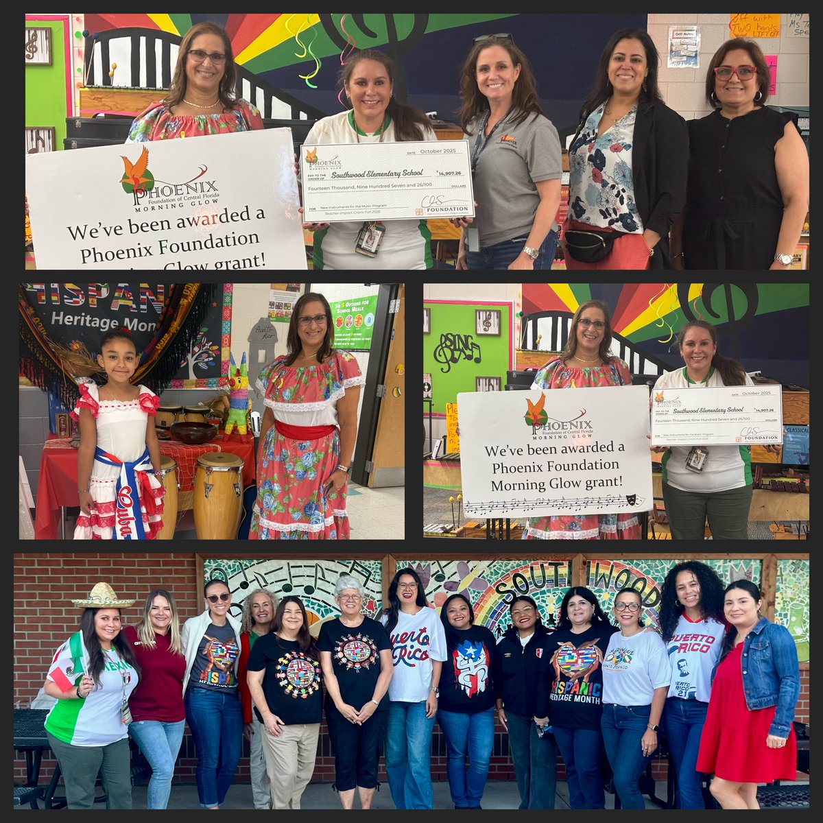 SouthwoodES's tweet image. Our Southwood family dressed up and celebrated Hispanic Heritage Month in grand style, along with a 3rd grade concert for family and friends! In addition, our outstanding music teacher, Ms. Torrez was awarded a check from a grant submission that will support our music program!