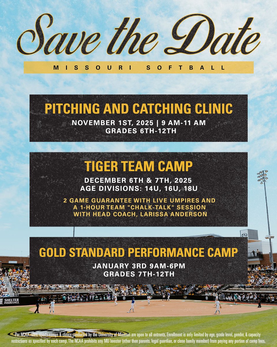 See You There 😉

🔗 missourisoftballcamps.totalcamps.com/About%20Us

#MIZ🐯🥎 | #OwnIt