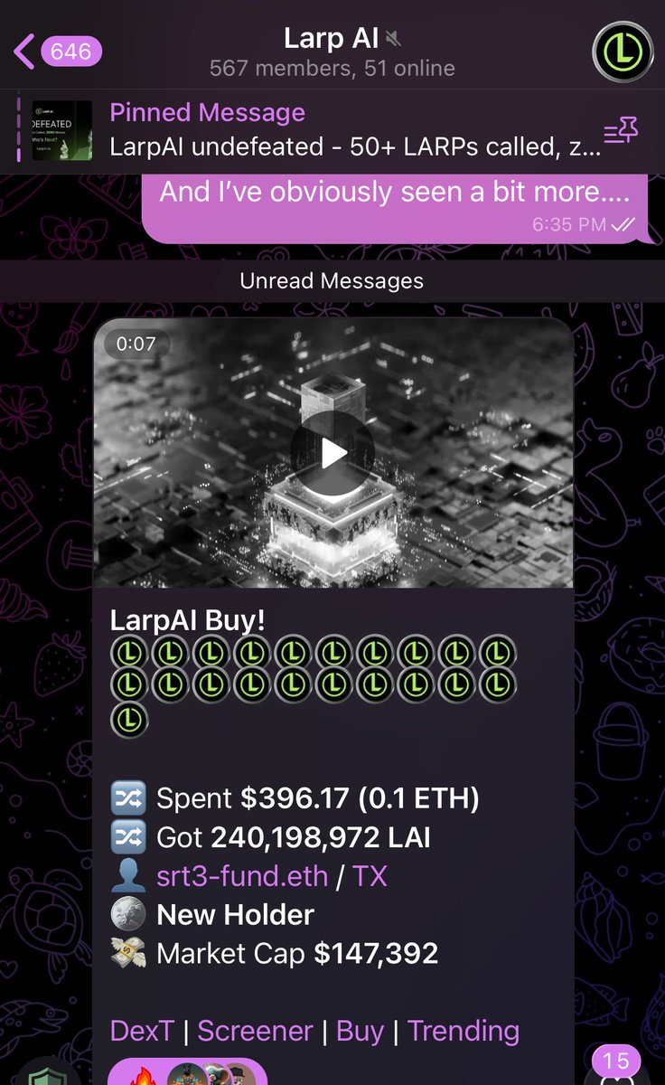 ⁦<a href="/SRT3official/">SRT-3</a>⁩ loading up some more $LAI to our Guru fund held by many people in the srt3 community collectively along with other great 😊 projects.  

⁦<a href="/LarpAINetwork/">Larp AI</a>⁩ was born to give people a break from all the crap, but also be a safe space with valuable info.