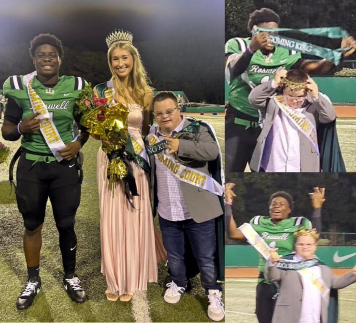 Roswell High’s star quarterback is going viral after giving his Homecoming King crown to the team’s biggest fan — a dedicated supporter who never misses a game and always helps out on the sidelines, making sure every player stays hydrated ❤️🎉