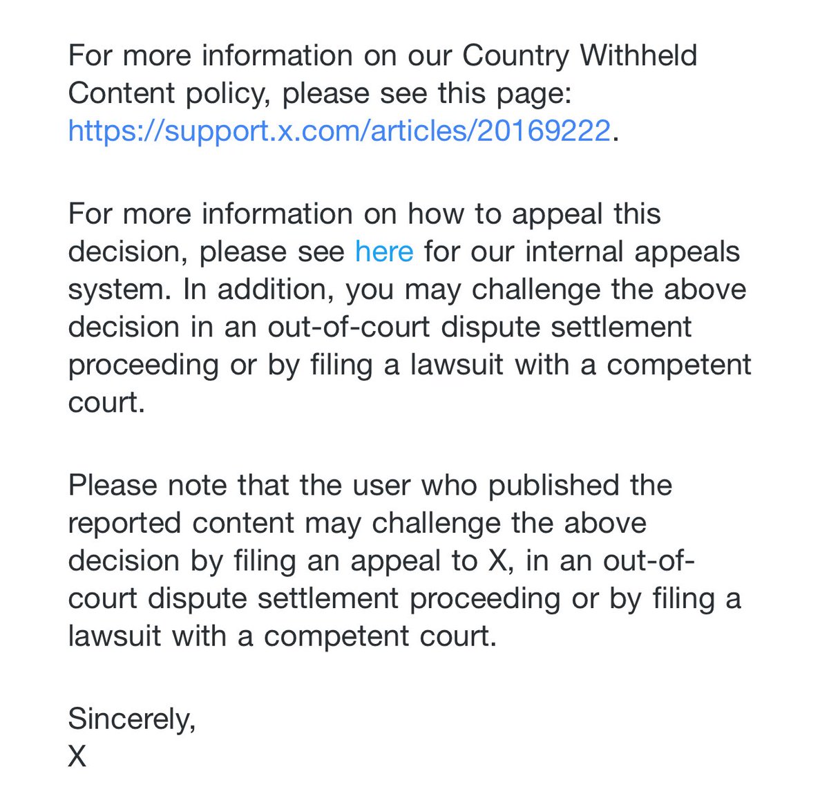 I just received this email from X informing me that my posts about HAMAS terrorists murdering female hostages because they are “savages” like Mohammed are now BANNED in the Netherlands and the EU.

So if you’re a woman speaking out for women who were raped and murdered by HAMAS,
