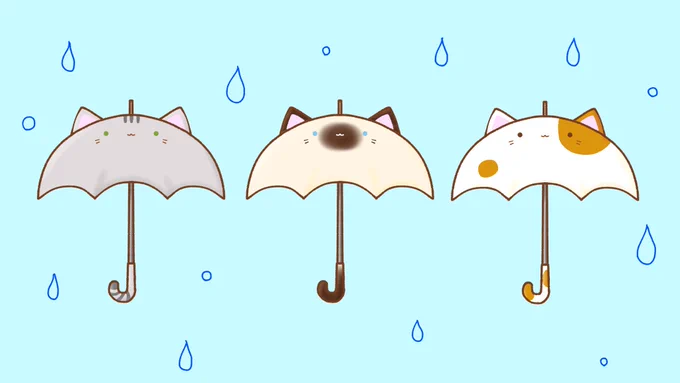 今日は全国的に雨のところが多いようですね みなさま傘をお忘れなくっ 過去絵ですが にゃんぶれら #猫 #イラスト
