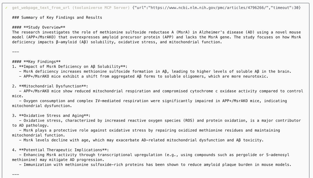 ScientistTools's tweet image. 🤯 Tool outputs too long? Context window exploding? API costs spiraling?
We've all been there! Scientific tools return massive datasets that are impossible to process efficiently.
Enter ToolUniverse Hooks 🚀
✨ SummarizationHook: AI-powered massive document compression
📁…