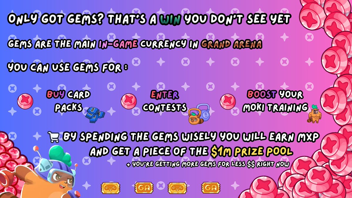 Did you spin the gacha in <a href="/Moku_HQ/">Moku✨</a> Second Shop and only got GEMS ? 💎
Here’s why that’s actually a win and how to use them!👀
<a href="/Ronin_Network/">Ronin</a> #MokuHQ #GrandArena #Moku