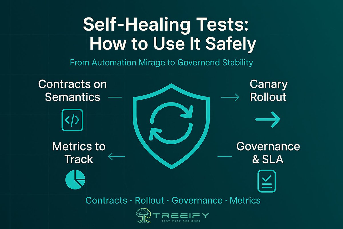 treeifyai's tweet image. Self-healing tests aren’t magic — they’re governance problems in disguise.
With semantic contracts, healing diffs, and rollback rules, you can make them reliable instead of risky.
What’s your team’s threshold for trusting AI-driven fixes?
 medium.com/p/self-healing… 
#sofwaretesting