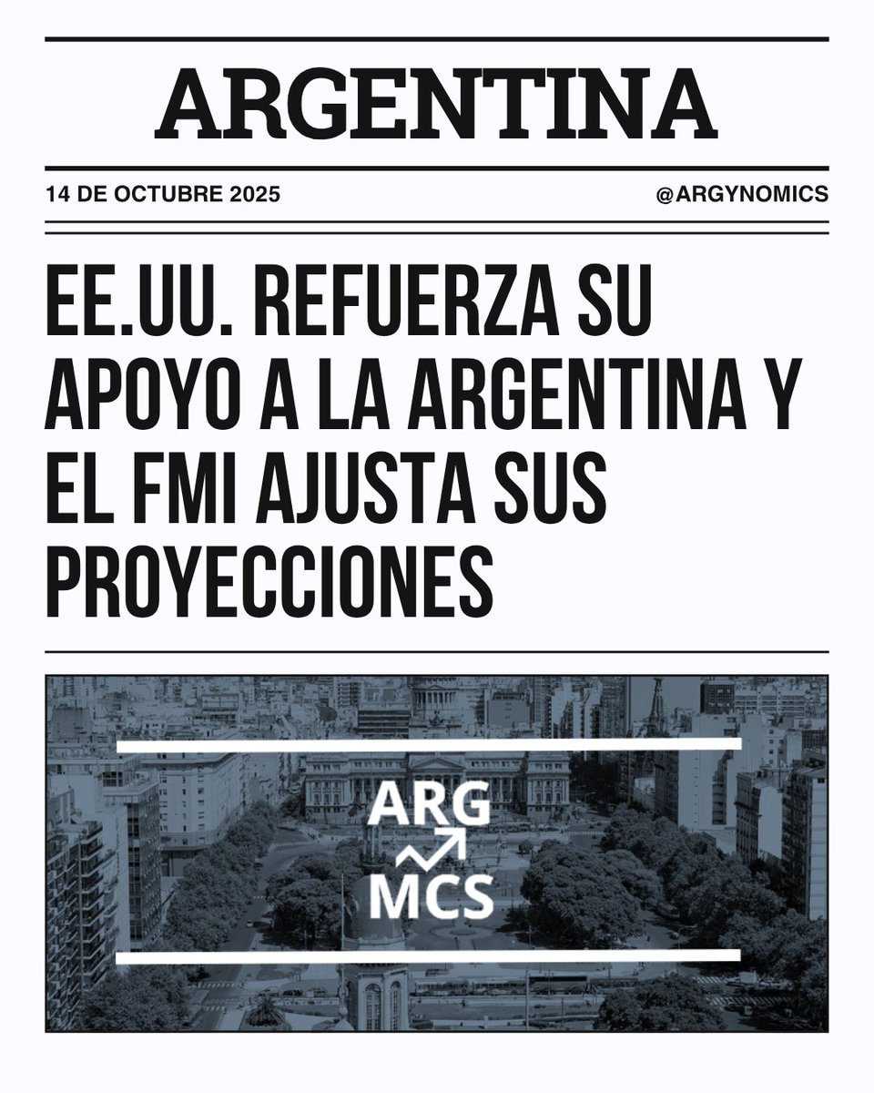 argynomics's tweet photo. Actualización económica 15-10-2025
✅Estados Unidos refuerza su apoyo financiero para Argentina
🚨FMI ajusta las proyecciones de crecimiento argentino para 2025 https://t.co/nfA65mrtPo